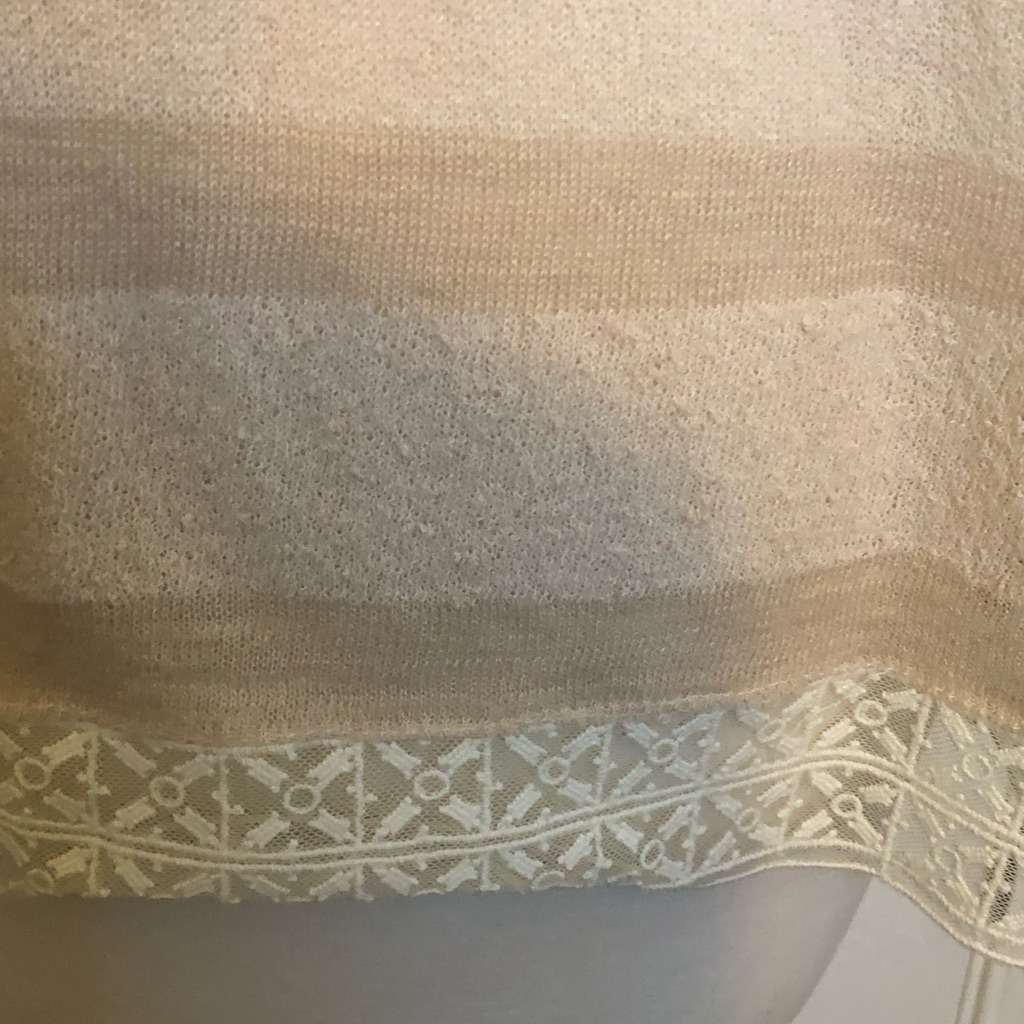 Free People Cream Color/Tan Large Stripe/Woven Knit Top.